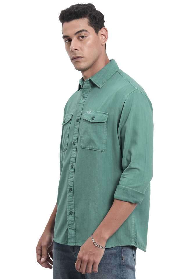 Solid-Cotton-Regular-Fit-Men-s-Casual-Shirt