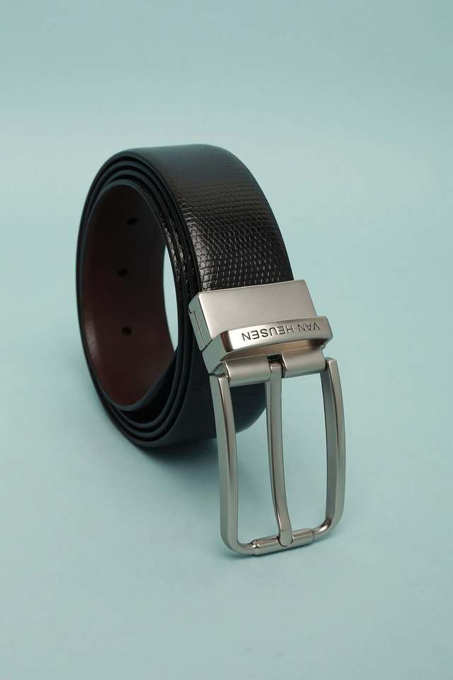 Buy Van Heusen Brown Textured Men's Leather Reversible Casual Wear