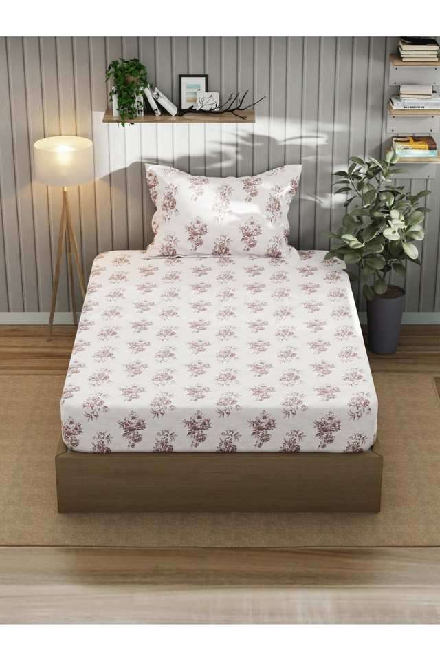 Super-Fine-100--Egyptian-Satin-Cotton-Single-Bedsheet-With-1-Pillow-Cover--2Pc-Set-Marina-Bay-Floral-Chocolate