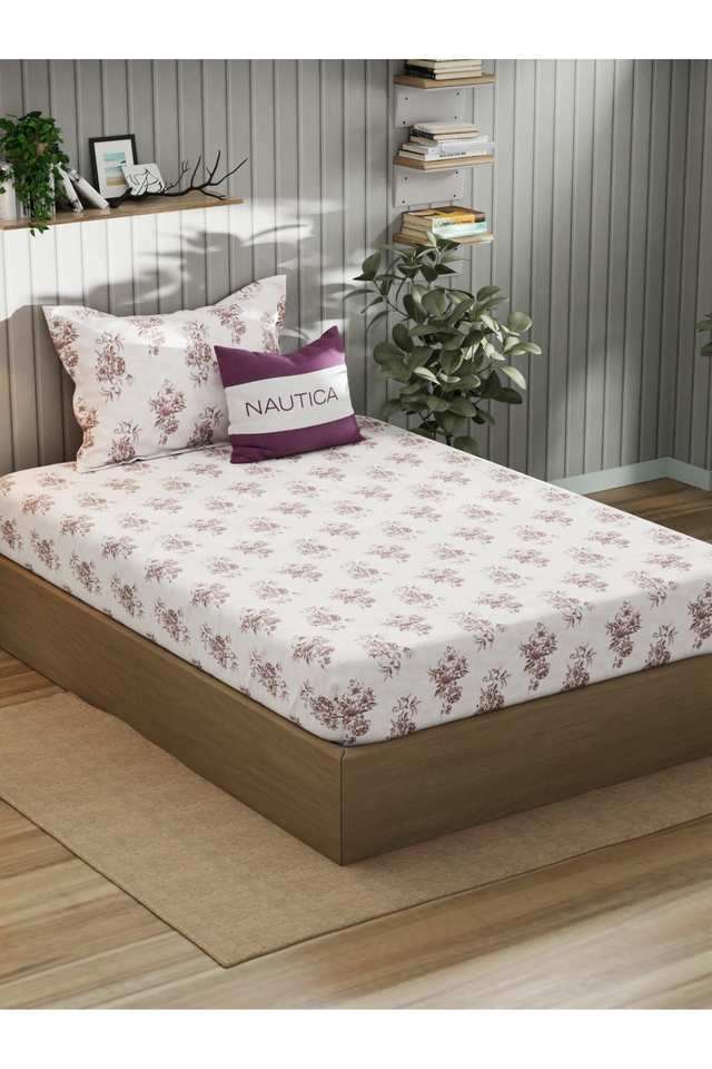 Super-Fine-100--Egyptian-Satin-Cotton-Single-Bedsheet-With-1-Pillow-Cover--2Pc-Set-Marina-Bay-Floral-Chocolate