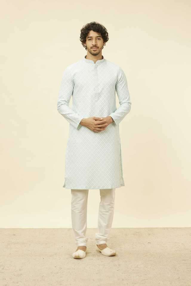 Embroidered-Full-Length-Silk-Woven-Men-s-Kurta-Set
