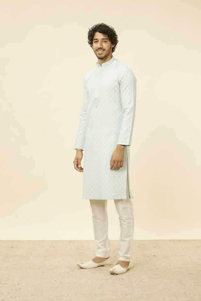 Embroidered-Full-Length-Silk-Woven-Men-s-Kurta-Set