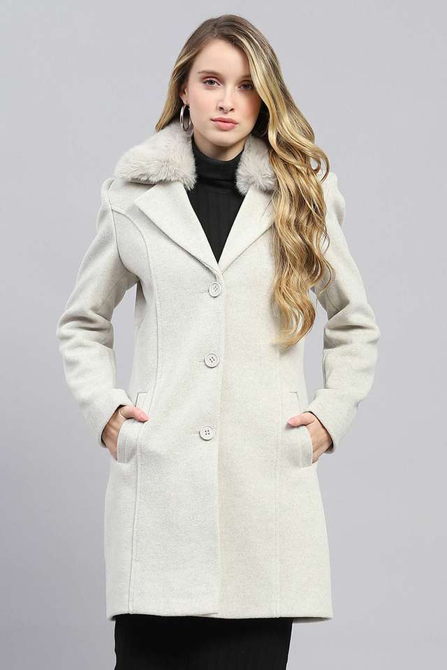 Solid-Blended-Fabric-Polo-Women-s-Coat