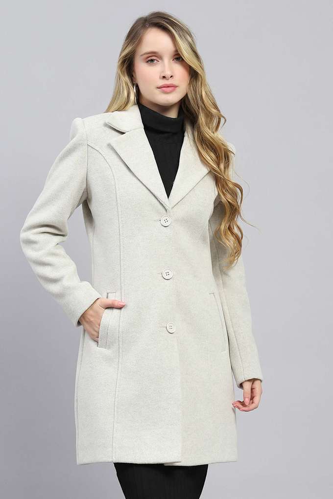 Solid-Blended-Fabric-Polo-Women-s-Coat