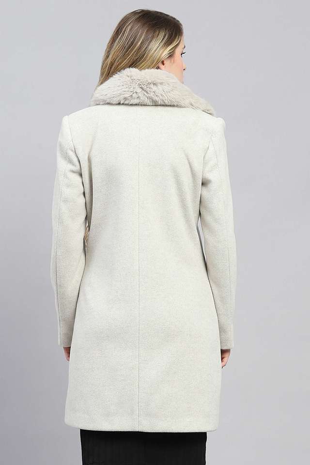 Solid-Collared-Blended-Fabric-Women-Coat