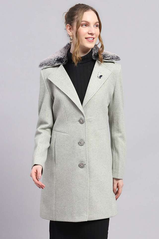 Solid-Blended-Fabric-Polo-Women-s-Coat