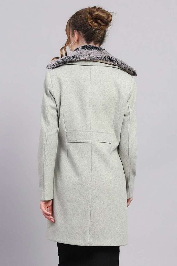 Solid-Blended-Fabric-Polo-Women-s-Coat