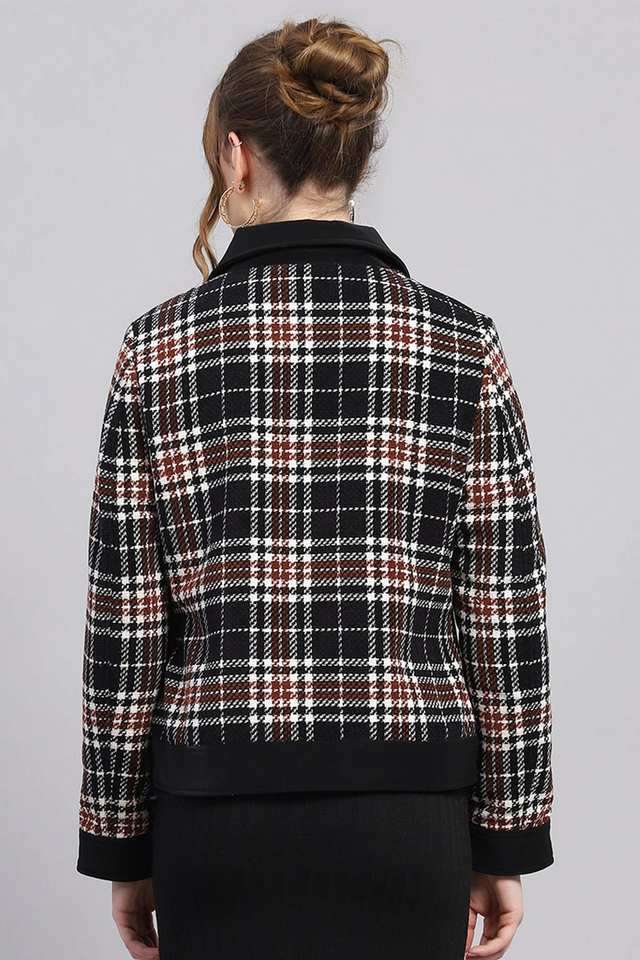 Checks-Blended-Fabric-Polo-Women-s-Jacket