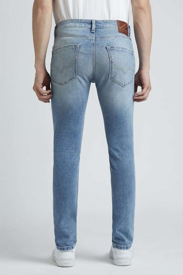Light-Wash-Polyester-Slim-Fit-Men-s-Jeans