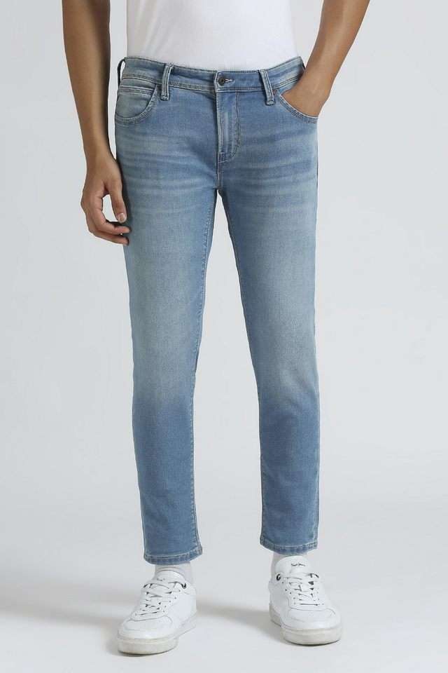 Light-Wash-Polyester-Skinny-Fit-Men-s-Jeans