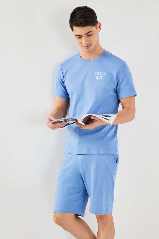 Solid-Thigh-Length-Cotton-Men-s-Set