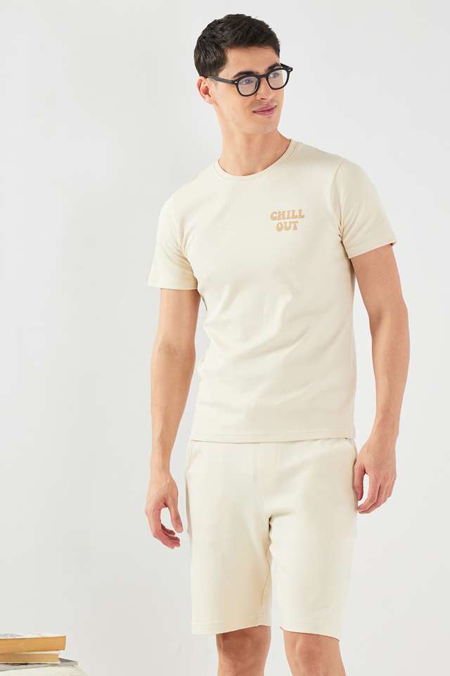 Solid-Thigh-Length-Cotton-Men-s-Set