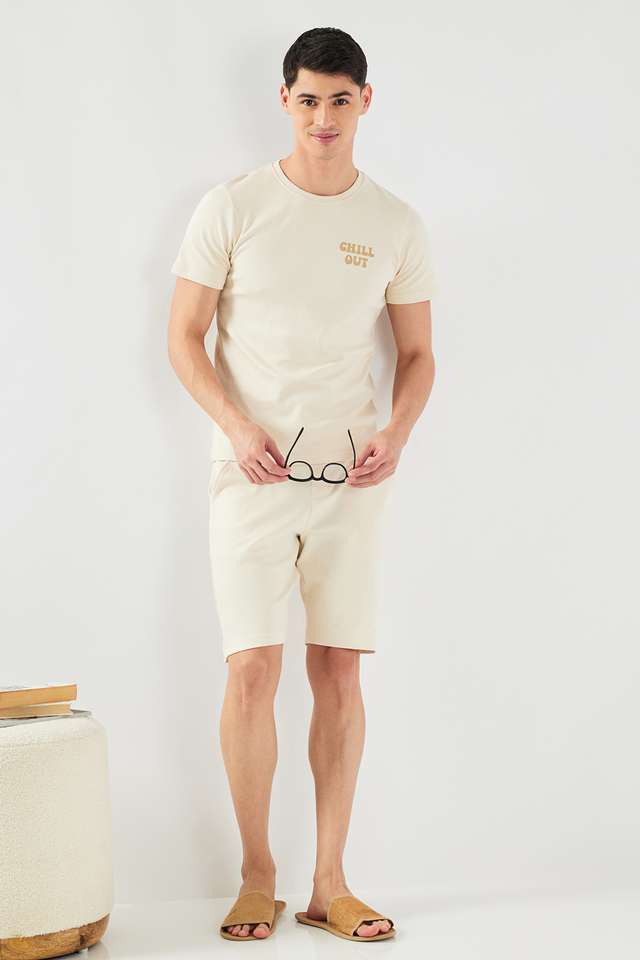 Solid-Thigh-Length-Cotton-Men-s-Set