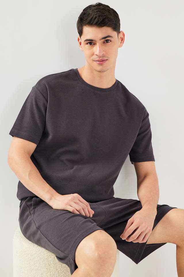 Solid-Mid-Thigh-Blended-Fabric-Men-s-Set