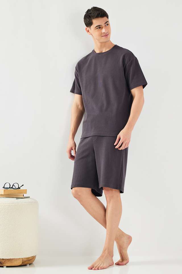 Solid-Mid-Thigh-Blended-Fabric-Men-s-Set