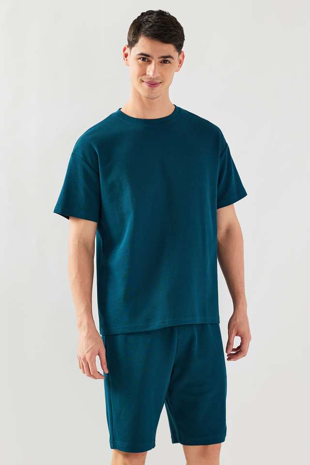 Solid-Thigh-Length-Blended-Fabric-Men-s-Set