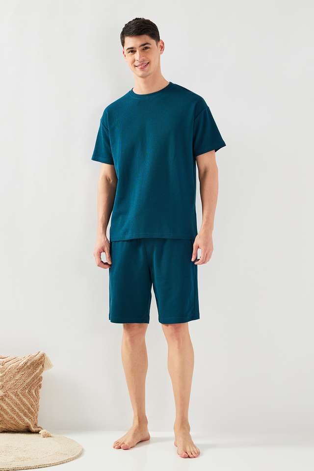 Solid-Thigh-Length-Blended-Fabric-Men-s-Set