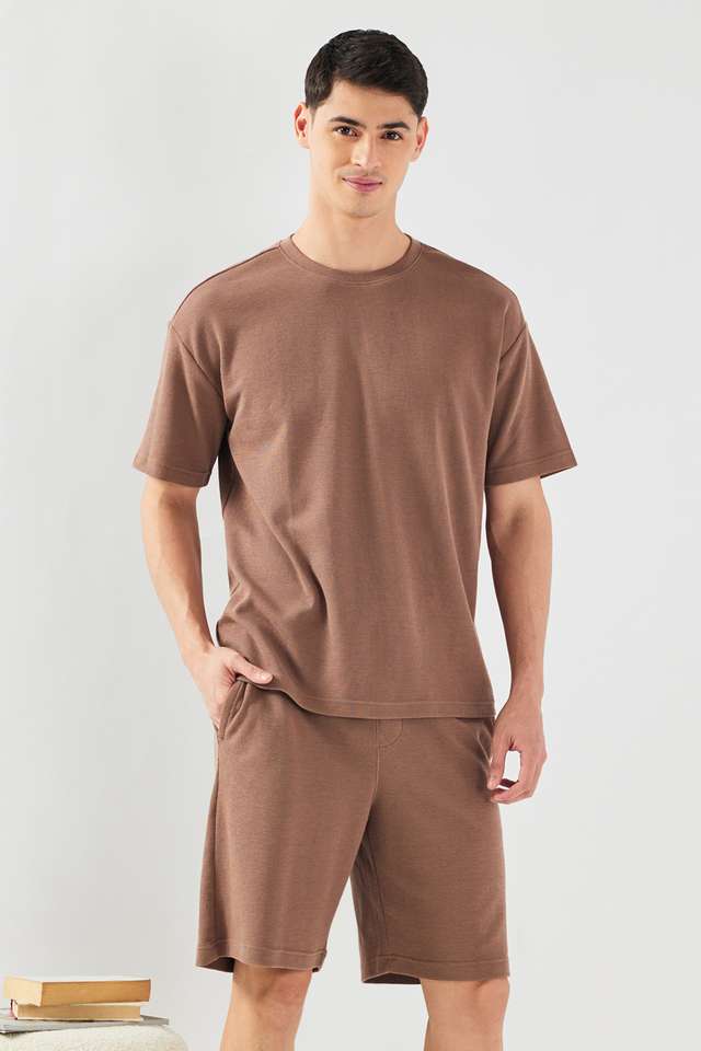 Solid-Mid-Thigh-Blended-Fabric-Men-s-Set