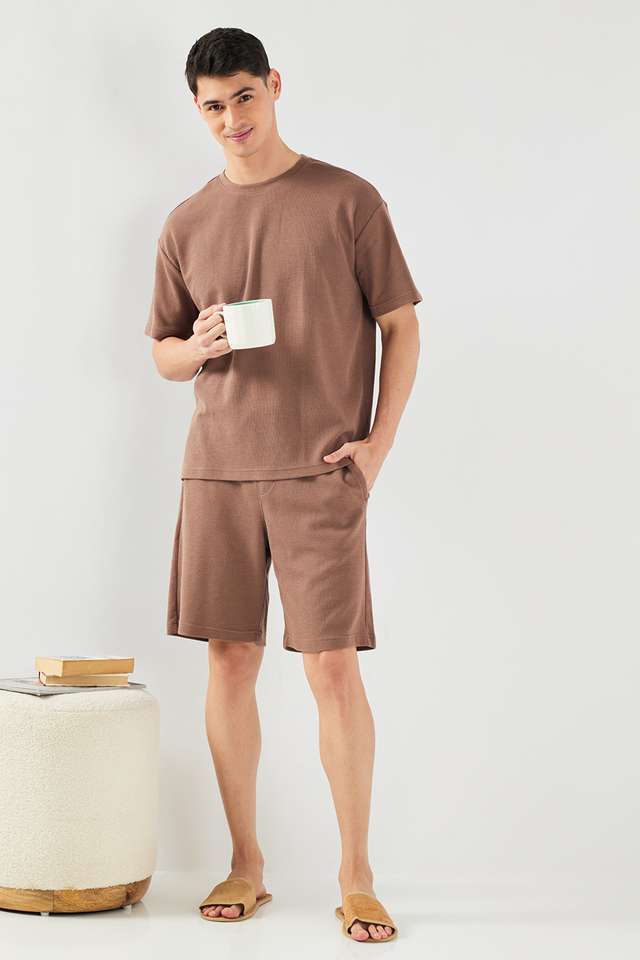 Solid-Mid-Thigh-Blended-Fabric-Men-s-Set