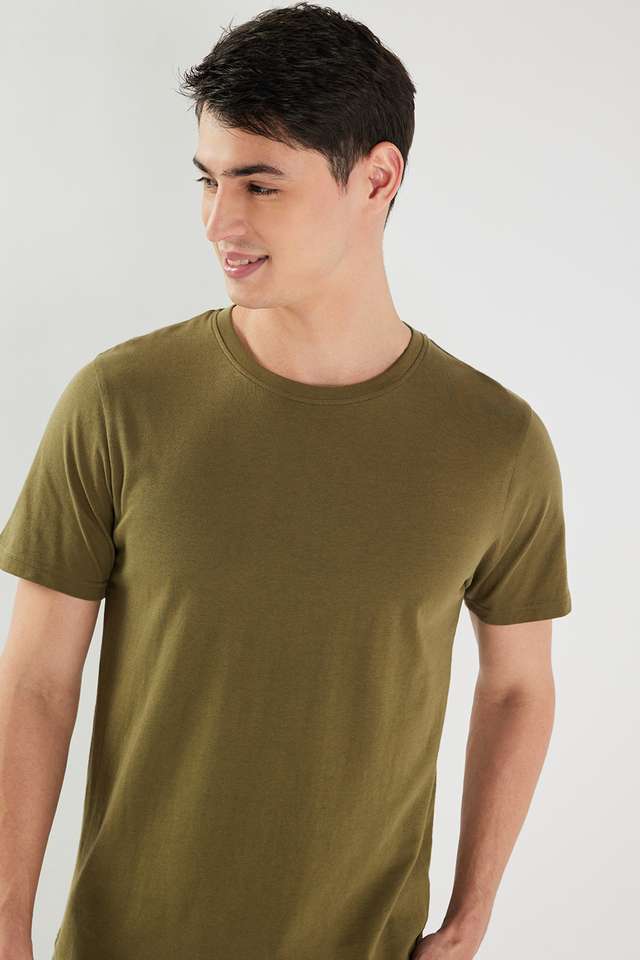 Solid-Cotton-Regular-Fit-Men-T-Shirt