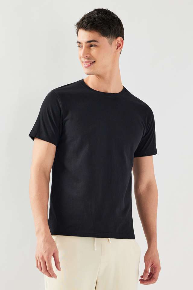 Solid-Cotton-Regular-Fit-Men-T-Shirt
