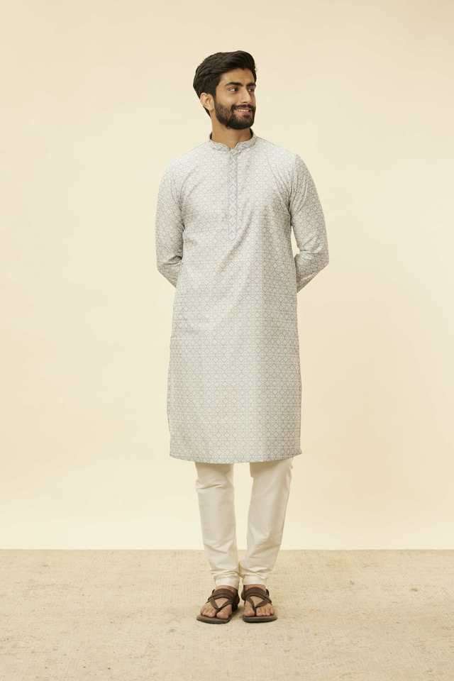 Embroidered-Full-Length-Silk-Woven-Men-s-Kurta-Set