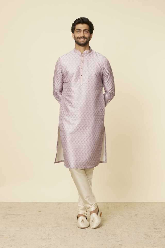 Embroidered-Full-Length-Silk-Woven-Men-s-Kurta-Set