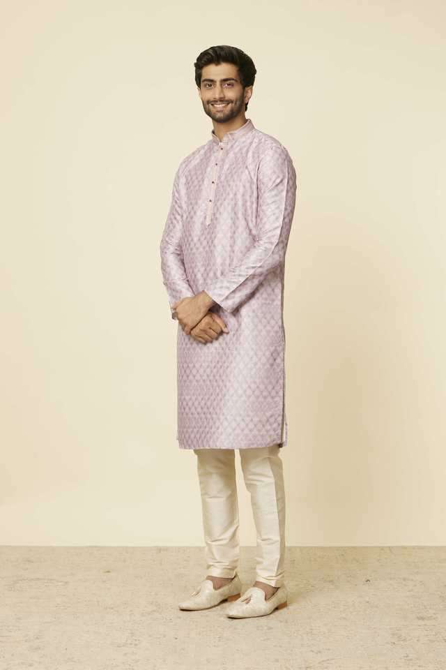 Embroidered-Full-Length-Silk-Woven-Men-s-Kurta-Set