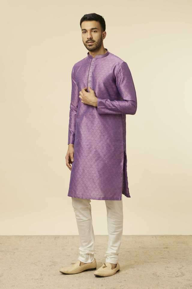 Embroidered-Full-Length-Silk-Woven-Men-s-Kurta-Set