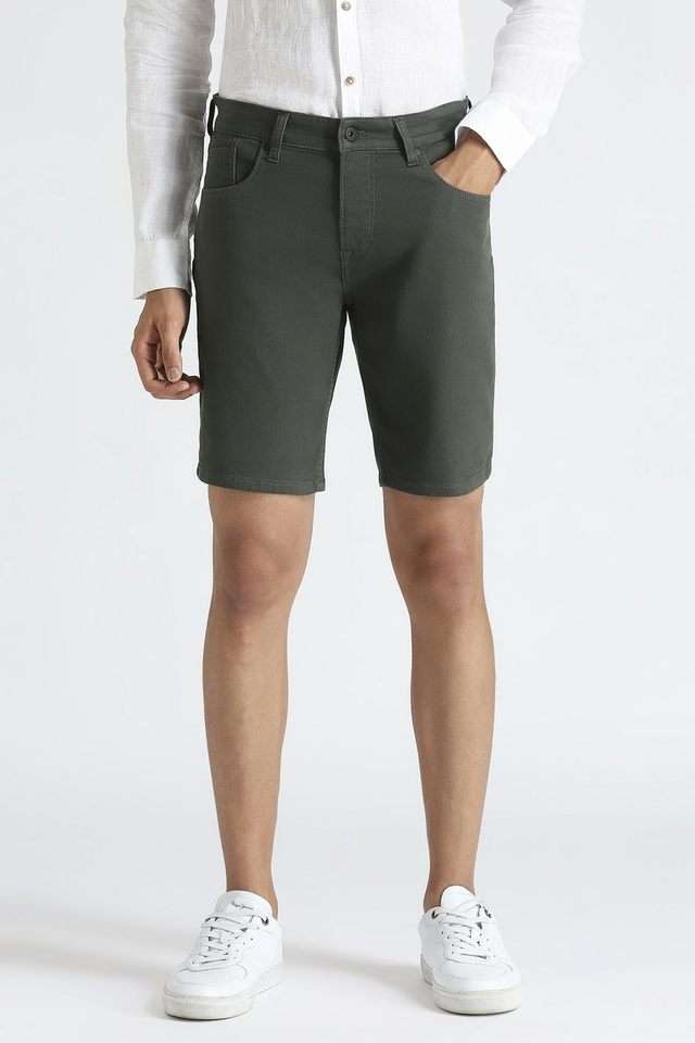Solid-Polyester-Button-Men-s-Shorts