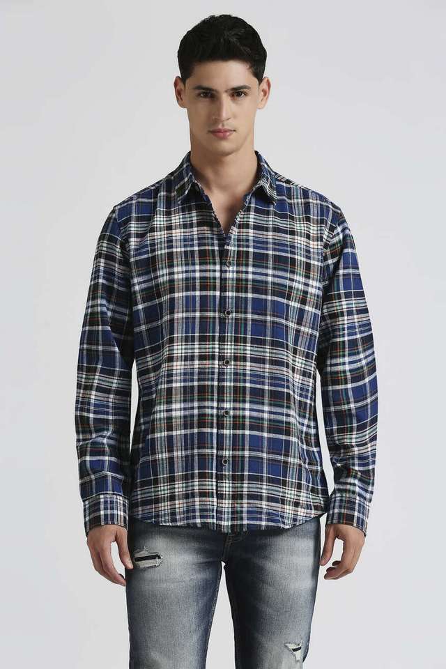 Checks-Blended-Fabric-Regular-Fit-Men-s-Casual-Shirt