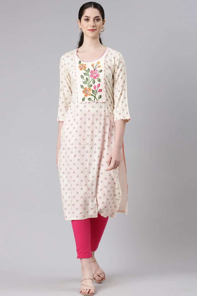 Printed-Rayon-Round-Neck-Women-s-Casual-Wear-Kurta