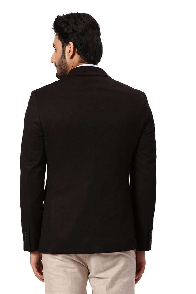 Buy Park Avenue Black Structured Rayon Super Slim Fit Men's Formal