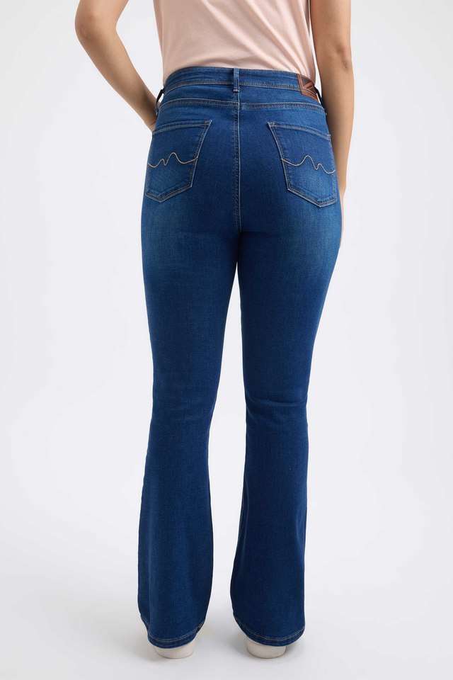 High-Rise-Blended-Fabric-Flared-Fit-Women-s-Jeans