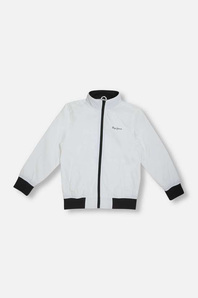 Buy PEPE White Solid Polyester High Neck Boys Jacket | Shoppers Stop