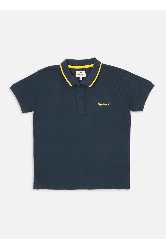 Solid-Blended-Fabric-Collared-Boys-T-Shirt
