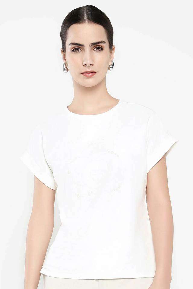 rareism Graphic Print Cotton Round Neck Women's T-Shirt-picture-13