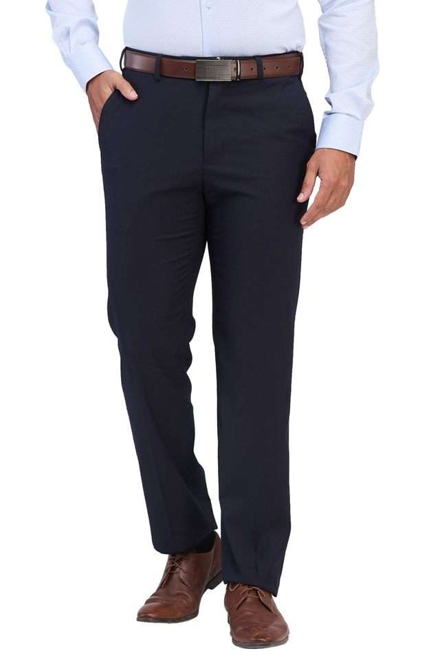 Solid-Blended-Fabric-Regular-Fit-Men-s-Formal-Wear-Trousers