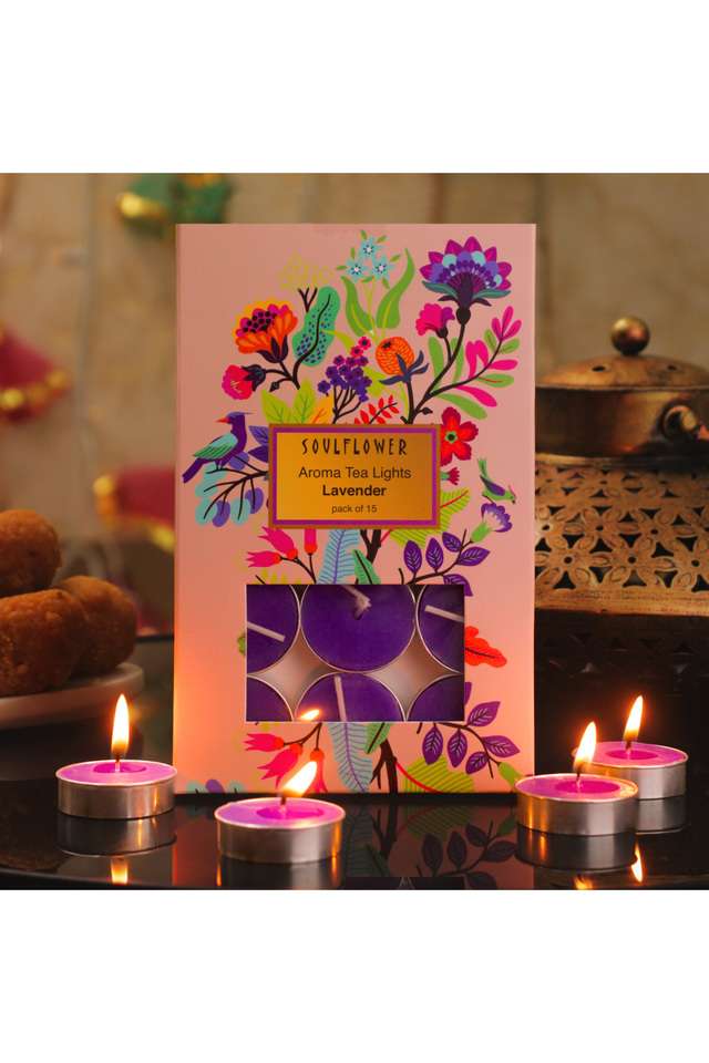 Soulflower-T-Light-Candles-Pack-of-15-Lavender-Aroma