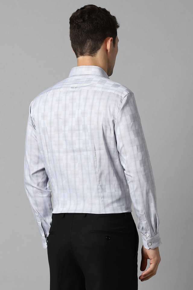 Buy Louis Philippe Grey Textured Cotton Super Slim Fit Men's