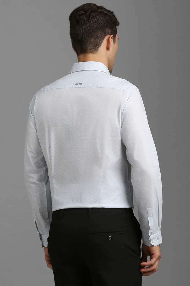 Buy Louis Philippe blue Printed Cotton Blend Super Slim Fit Men's