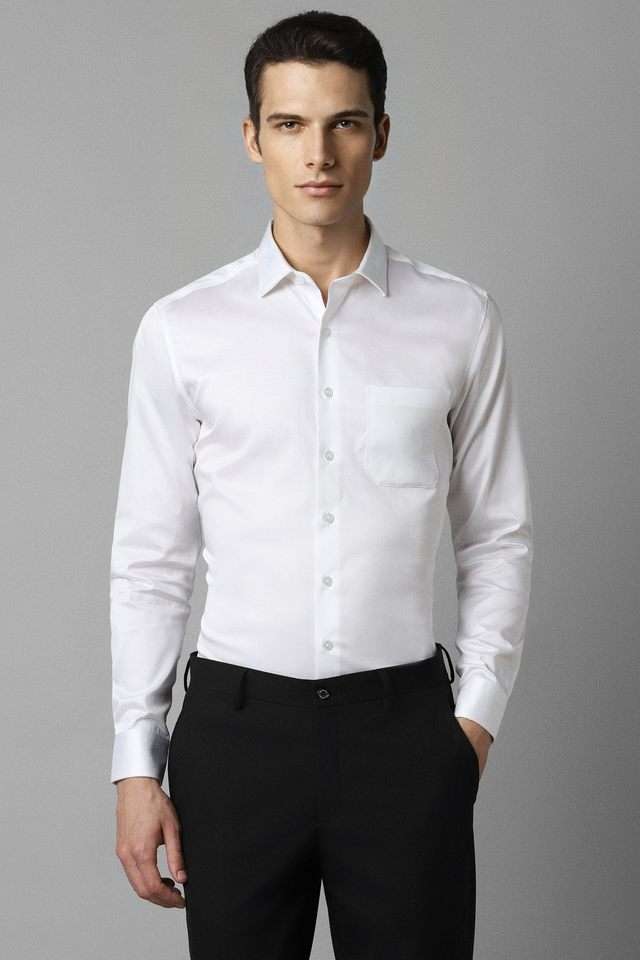 Solid-Cotton-Blend-Slim-Fit-Men-s-Formal-Wear-Shirt
