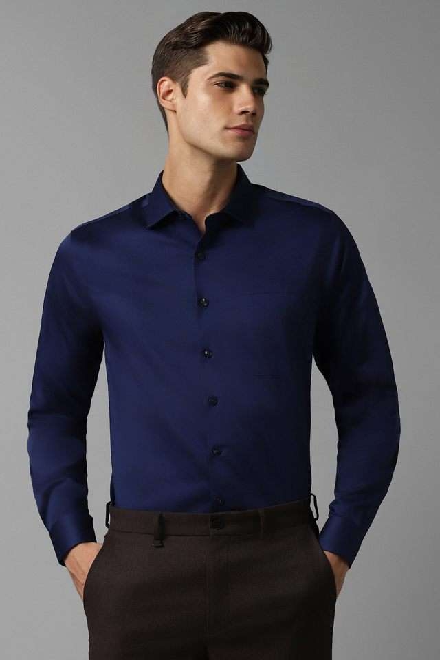 Solid-Cotton-Blend-Slim-Fit-Men-s-Formal-Wear-Shirt