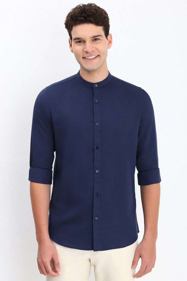 Solid-Cotton-Linen-Blend-Regular-Fit-Men-s-Formal-Wear-Shirt