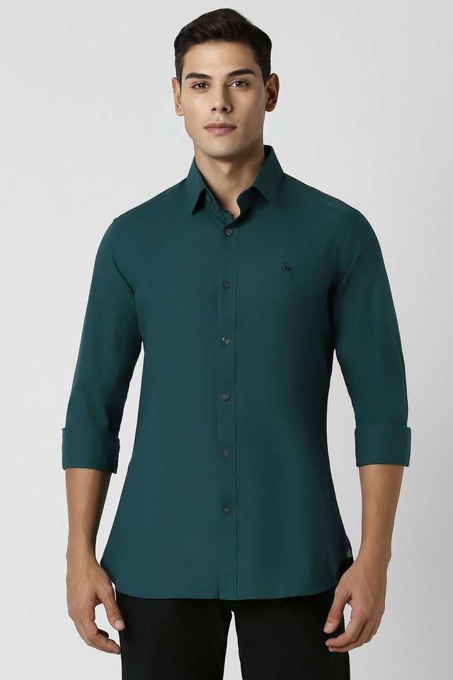 Solid-Cotton-Blend-Slim-Fit-Men-s-Casual-Wear-Shirt