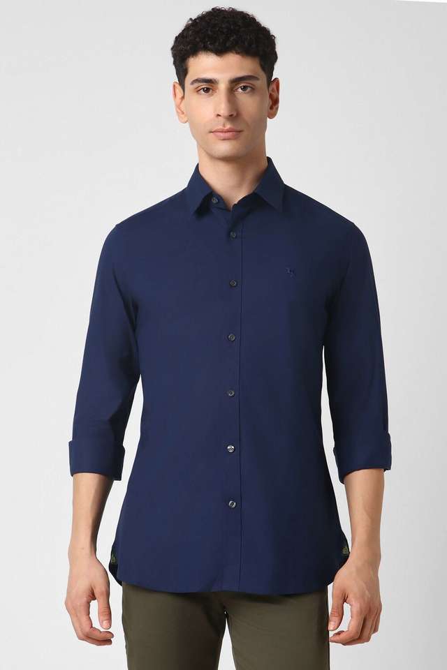 Solid-Cotton-Blend-Slim-Fit-Men-s-Casual-Wear-Shirt