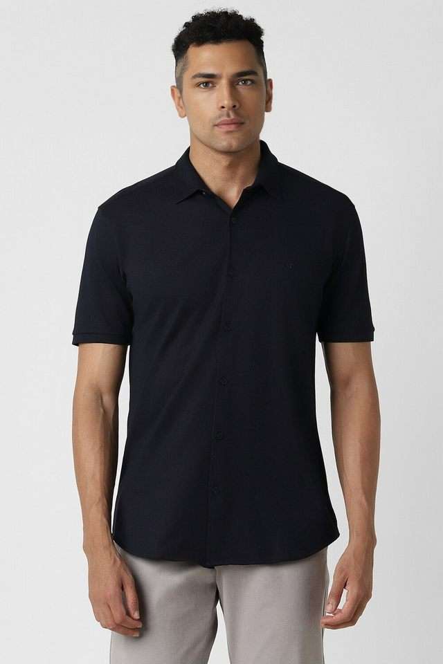 Solid-Polyester-Slim-Fit-Men-Casual-Wear-Shirt