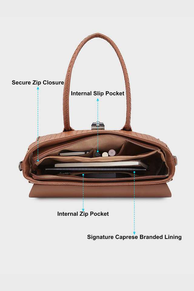 Buy Caprese Brown Renee Faux Leather Zipper Closure Women's