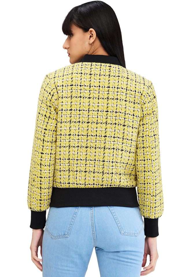 Checks-Polyester-Regular-Fit-Women-s-Jacket