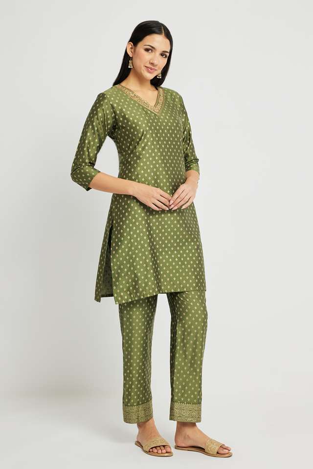 span Printed Calf Length Silk Woven Women's Co-Ord Set-picture-41